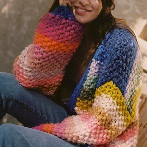 Anthropologie Rainbow Stripe Cardigan Sweater
